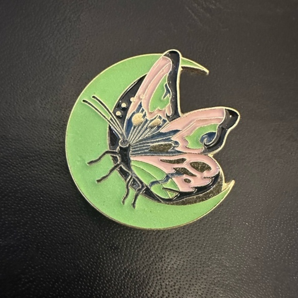 Butterfly On Moon Pin